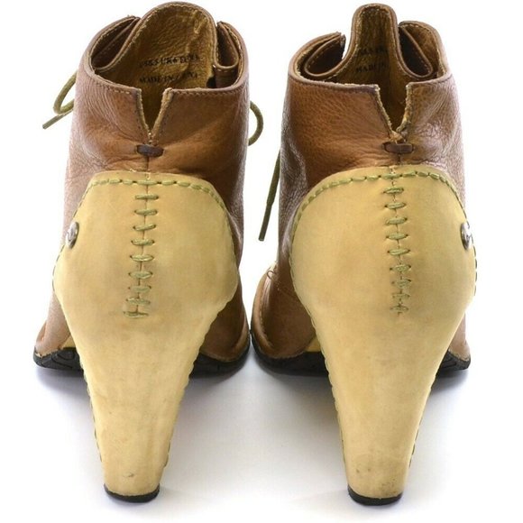 Terra Plana Tan Leather Lace Up Heeled Booties 8.5 - Picture 4 of 6